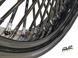 Fat Spoke Wheel, 21 x 3.5 Single Disc Front, Black, FXST/C/S Softail Standard and Softail Custom 1994-99 and  FLST(S/C/F), Slim, Heritage, Fatboy 1994-1999 (Front)