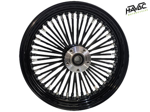 Fat Spoke Wheel, 16 x 3.5 Rear Wheel, Black and Chrome, Harley FLST Softail Heritage, Fat Boy, Deluxe 2008-2017, ABS
