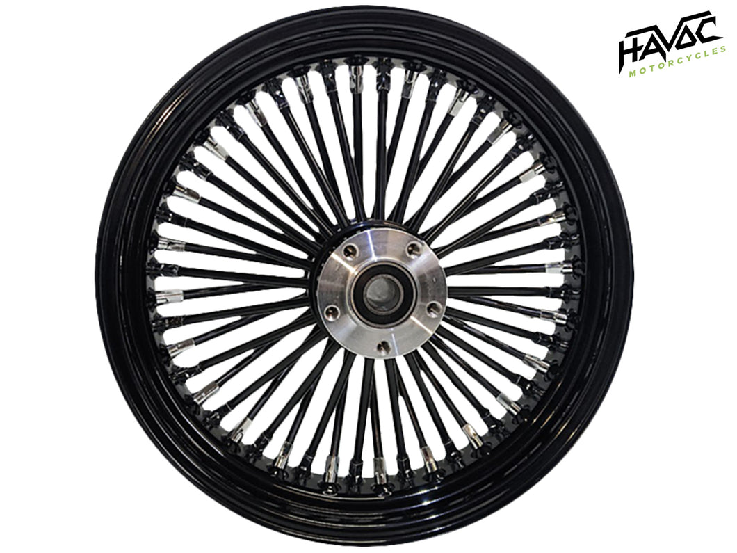 Fat Spoke Wheel, 16 x 3.5 Rear Wheel, Black, Harley FXST Softail Standard, Custom, Night Train, and Springer 2000-2005 and FLST Softail Heritage, Fat Boy, Deluxe 2000-2007