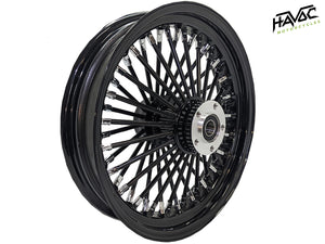 Fat Spoke Wheel, 16 x 3.5 Rear Wheel, Black and Chrome, Harley FLST Softail Heritage, Fat Boy, Deluxe 2008-2017, Non-ABS
