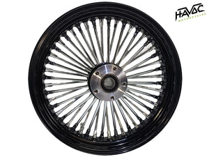Fat Spoke Wheel, 16 x 3.5 Rear Wheel, Black and Chrome, Harley FLST Softail Heritage, Fat Boy, Deluxe 2008-2017, ABS