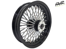 Load image into Gallery viewer, Fat Spoke Wheel, 16 x 3.5 Rear Wheel, Black and Chrome, Harley FLH Touring Model Year 2000 with ¾” Bearings
