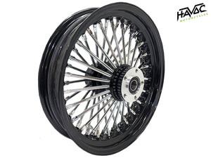 Fat Spoke Wheel, 16 x 3.5 Rear Wheel, Black and Chrome, Harley FLH Touring Model Year 2000 with ¾” Bearings