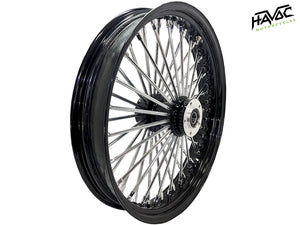 Fat Spoke Wheel, 16 x 3.5 Rear Wheel, Black and Chrome, Harley FXST Softail Standard, Custom, Night Train, and Springer 2000-2005 and FLST Softail Heritage, Fat Boy, Deluxe 2000-2007