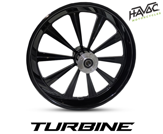 Turbine Billet 21x3.5 Dual Disc Black Front Wheel for Harley-Davidson Touring Models 2008-2023, With ABS