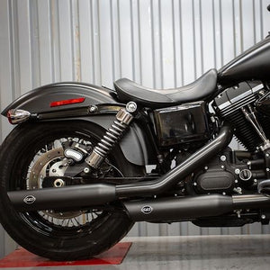 SLASH CUT SLIP-ONS for 1995–2009 DYNA® MODELS with STAGGERED EXHAUST–Black