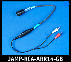 J&M GREEN-BAND REAR-CHANNEL ISOLATED RCA INPUT AMPLIFIER HARNESS FOR 2014-2020 HARLEY STREETGLIDE OR ROADGLIDE