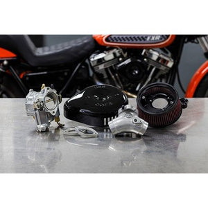 Super G Carburetor and Stealth Air Cleaner Kit, with Black Teardrop for 1984-1999 Big Twins