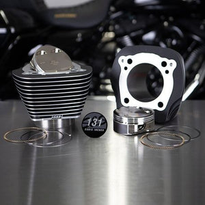 131" Stroker Cylinder and Piston Kit with Black Granite, Highlighted Fins for 2017-Up M8 Models