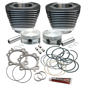Replacement 3-7/8" Bore Cylinder & Piston Kit For S&S 106" Stroker Kits For 1999-'16 Big Twins. - Wrinkle Black Finish