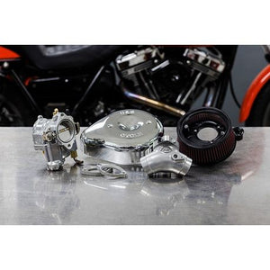 Super G Carburetor and Stealth Air Cleaner Kit, with Chrome Teardrop for 1999-2005 Big Twins