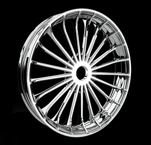 Replicator REP-06 (Turbine) Chrome Wheel - 3D / Front in Canada at Havoc Motorcycles