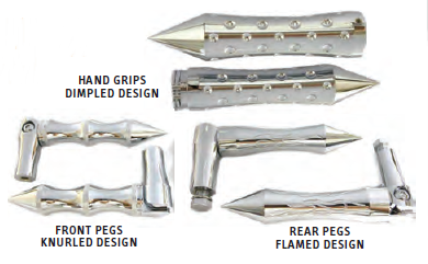 22-251 CHROME PLATED BILLET Rear folding pegs. Dimpled