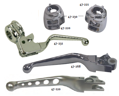 47-230 CLUTCH LEVER & SWITCH HOUSINGS 1996 -2006 Complete kit, right & left housings. Chrome plated