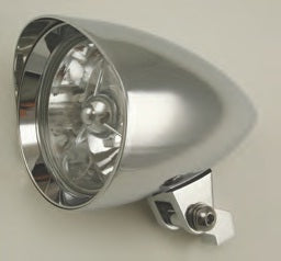 8-20  CHROMED ALUMINUM HEADLIGHTS WITH OR WITHOUT TRI BAR - 4-1/2” DIA. • 6-3/4” LENGTH.  H4 55/60 W bulb.