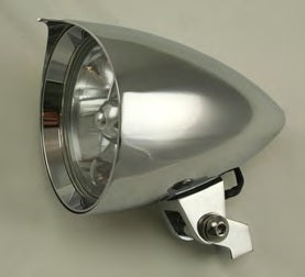 8-331  CHROMED ALUMINUM HEADLIGHTS WITH OR WITHOUT TRI BAR - 4-1/2” DIA. • 6-3/4” LENGTH. H4 55/60 W bulb