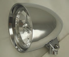 8-335 CHROMED ALUMINUM HEADLIGHTS WITH OR WITHOUT TRI BAR - 5-3/4” DIA. • 8-1/2” LENGTH (SHORT BODY)