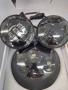 PACKAGE 7" Black LED Headlight + Pair 4.5" LED Driving Lights