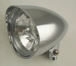 8-21  CHROMED ALUMINUM HEADLIGHTS WITH OR WITHOUT TRI BAR - 5-3/4” DIA. • 9-1/2” LENGTH (LONG BODY)