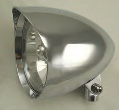 8-334   CHROMED ALUMINUM HEADLIGHTS WITH OR WITHOUT TRI BAR - 5-3/4” DIA. • 8-1/2” LENGTH (SHORT BODY)