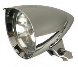 8-431  CHROMED ALUMINUM HEADLIGHTS WITH OR WITHOUT TRI BAR - 4-1/2” DIA. • 6-3/4” LENGTH.