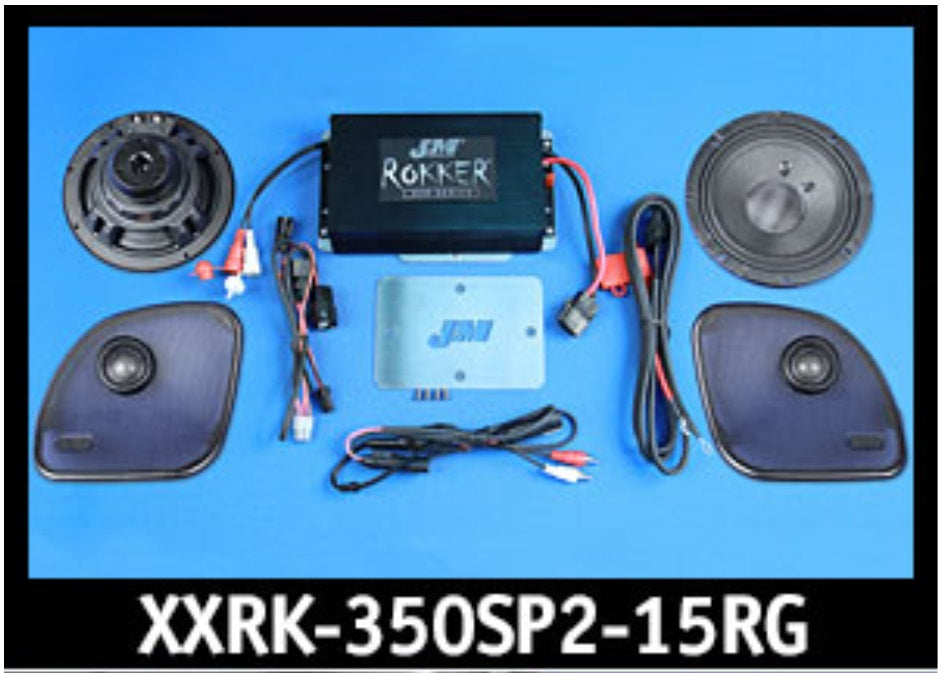 J&M ROKKER® XXR EXTREME 350w 2-Speaker/Amplifier Installation Kit for 2015-2020 Harley® RoadGlide/Ultra