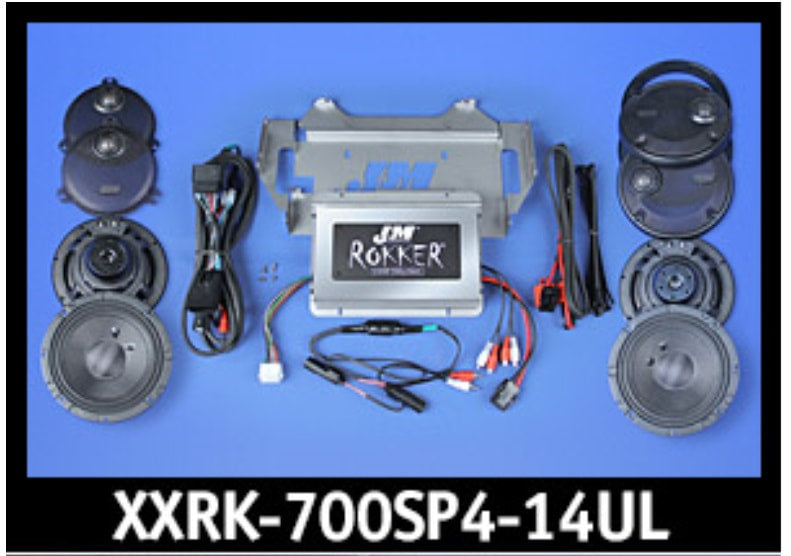 J&M ROKKER® XXR EXTREME 700w 4-Speaker/Amplifier Installation Kit for 2014-2020 Harley® Ultra/Ultra Ltd
