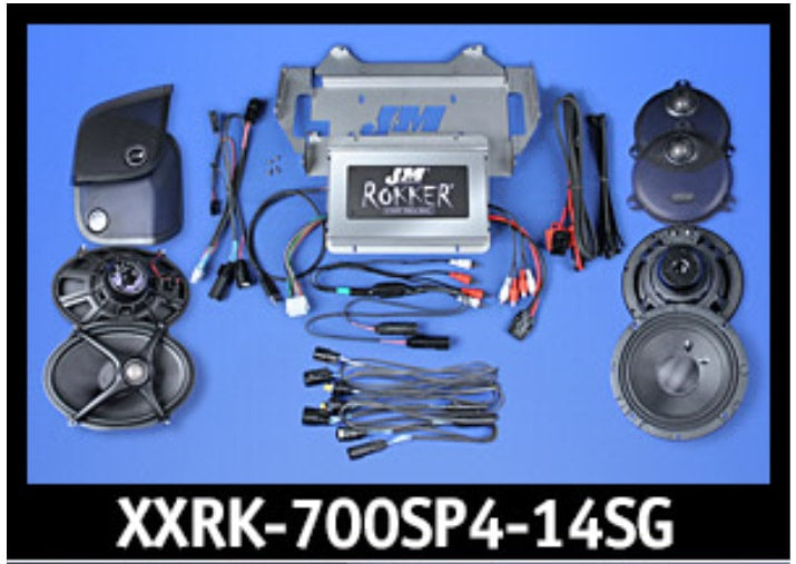 J&M ROKKER® XXR EXTREME 700w 4-Speaker/Amplifier Installation Kit for 2014-2020 Harley® StreetGlide