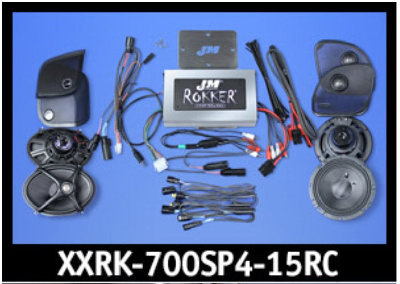 J&M ROKKER® XXR EXTREME 700w 4-Speaker/Amplifier Installation Kit for 2015-2020 Harley® RoadGlide