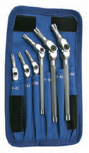 97-386  STAR PRO PIVOT HEAD STAR WRENCH SET -  Kit includes T-25, T-27, T-30, T-40, T-45, T-50 wrenches.