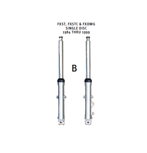 117-9 FORK TUBE ASSEMBLIES WITH LOWER LEGS FOR WIDE GLIDE® Stock length, 24-1/4” tube.